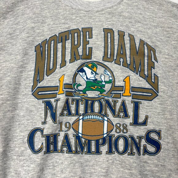 VTG University Notre Dame 1988 Champs Sweatshirt Gray Sz M Logo 7 Football ND - Picture 2 of 6
